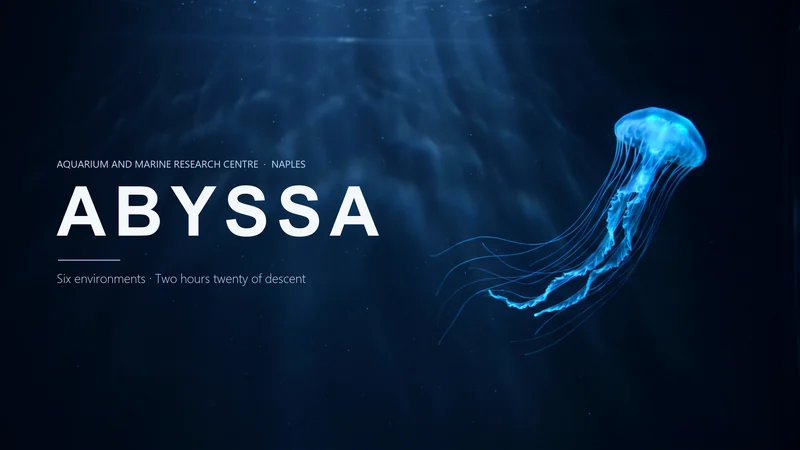 Copertina di ABYSSA: una medusa luminosa nel blu profondo, sotto i raggi di luce, con il logotipo ABYSSA